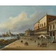 thumbnail image 3 of Carlo Grubacs 14x12 Black Modern Framed Museum Art Print Titled - Venice, in View of the Riva of Schiavoni Looking Towards the Dogana and Santa Maria Della Salute, 3 of 5