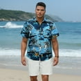 thumbnail image 4 of Blue Hawaiian Shirts for Men Short Sleeve Prin Tropical Shirts Navy Floal Palm Summer Beach XL, 4 of 7