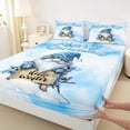 thumbnail image 3 of Castle Fairy Teens Boys Girls Kawaii Blue Gnome 4-Piece Full Size Sheets,Merry Christmas Snowflake Bed Sheets,Happy New Year Lightweight Sheet Sets,Luxury Bedroom Decor, 3 of 7
