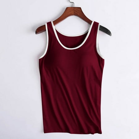Xysaqa Workout Tank Top for Women  Womens Basic Yoga Tanks Top Camisole Built-in Bra Padded Women Undershirt S-XXL