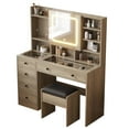 thumbnail image 4 of Ktaxon Large 47.2" Makeup Vanity with 3 Color Lights, Dressing Table with USB Charging Station, Gray, 4 of 12