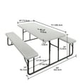 thumbnail image 5 of Dextrus 6ft Heavy Duty Outdoor Folding Picnic Table and Bench Resin Tabletop & Stable Steel Frame with Umbrella Hole for Yard Patio Lawn Party, White, 5 of 5