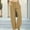 Khaki, variant on Women's Cotton Linen Drawstring Pants with Pockets, Plus Size High-Waisted Lounge Trousers Breathable Relaxed Fit Work Casual Wear Pants S-3XL
