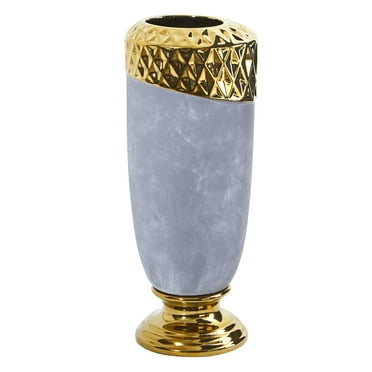 Nearly Natural 11.5in. Regal Stone Vase with Gold Accents