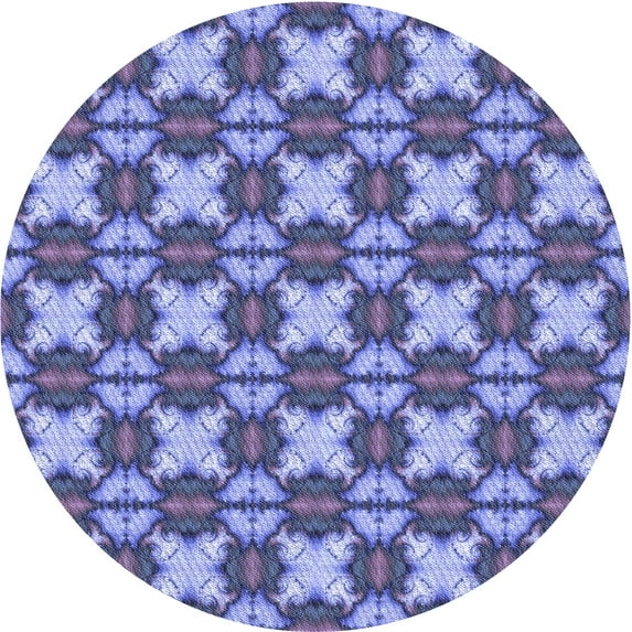 Ahgly Company Indoor Round Patterned Deep Periwinkle Purple Area Rugs, 6' Round