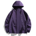 thumbnail image 2 of JTieacloth Lined Hooded Jacket Male Pockets Solid Color Outdoor Windproof Windbreaker Jacket Sports Coat Purple, 2 of 3