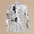 thumbnail image 1 of Camisa de manga larga con estampado de periódicos, ropa de vacaciones diaria, camisa unisex con transferencia térmica, 1 of 5