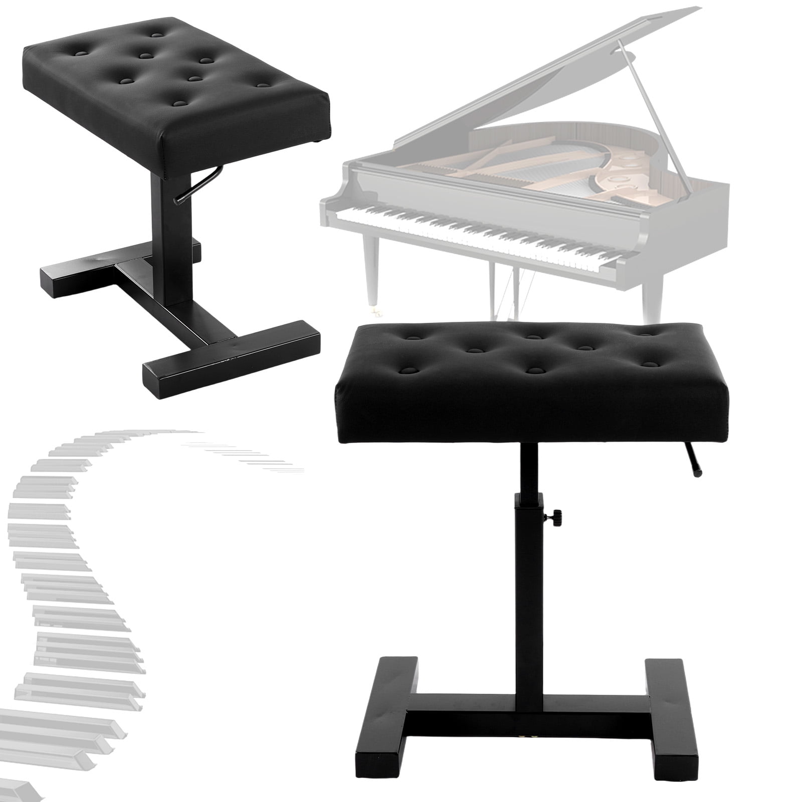 Btidfty Hydraulic Lifting Piano Bench Height Adjustable Keyboard Bench Seat Stool(black)