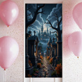 thumbnail image 4 of Gothic Design Halloween Banner Spooky Graveyard Full Moon Haunted Backdrop for Halloween Party Decoration Night Event, 4 of 5