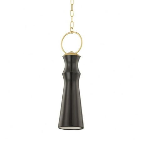 

1 Light Pendant-25.25 inches Tall and 6 inches Wide-Aged Brass/Ceramic Gloss Mink Finish Bailey Street Home 116-Bel-4885626