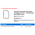 thumbnail image 2 of Automatic Transmission Pan Gasket - Compatible with 1981 - 1983 Mercedes-Benz 380SEL 4-Door 1982, 2 of 2