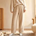 thumbnail image 5 of Women's Stripe Pajama Pants Casual Elastic Waist Loose Wide Leg Lounge Bottoms Comfy Casual Breathable Everyday Wear, 5 of 7