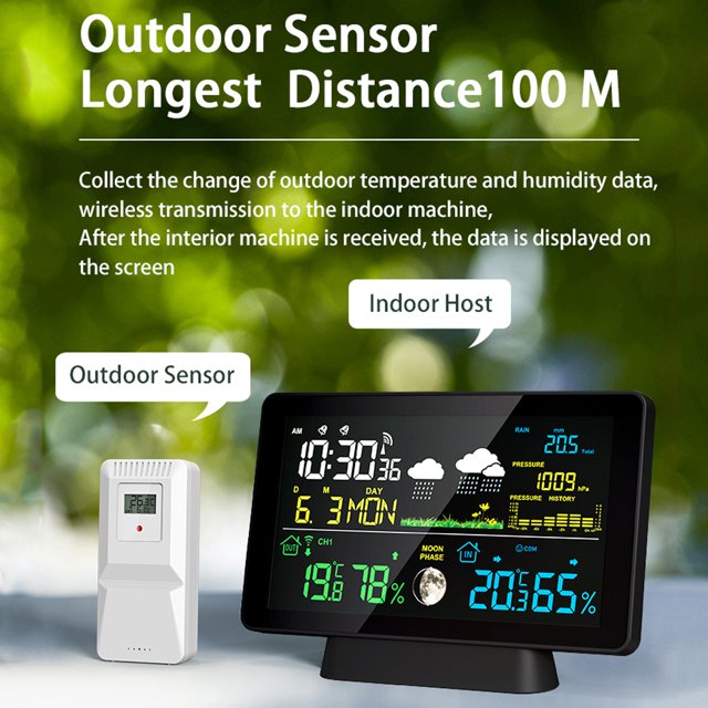 Weather station,Clock Time Alarm Clock Function (wwvb Dcf Rain And Time Auto Calibration 5065r Rain Indoor And With Rain Dual Alarm Weather Station Color Screen Clock And Auto Time Rain