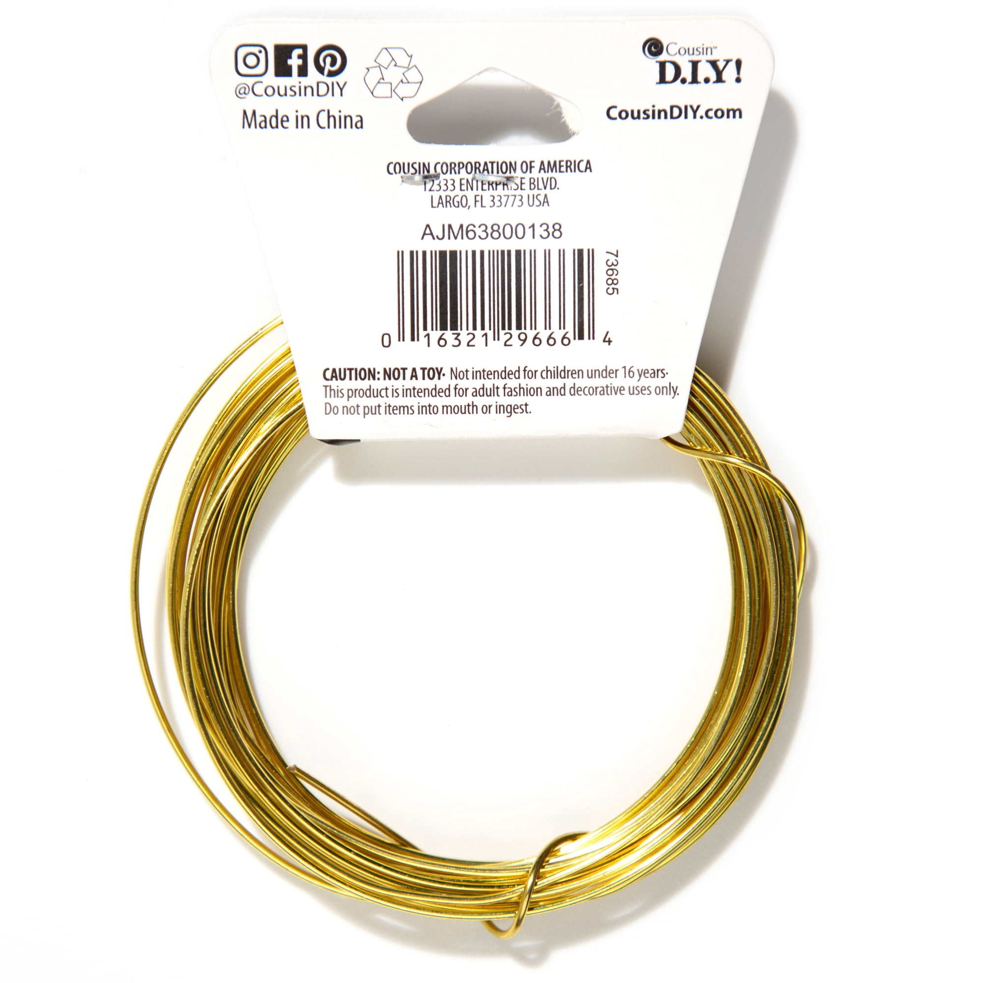 (2 pack) Cousin DIY Coated Copper Wire, Gold Finish, 18 Gauge, 14 ft Roll