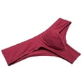 thumbnail image 2 of Botmois Men's Mini Bikini Briefs Solid Thongs Ultrathin Tangas Soft Low-rise Hipsters Comfortable Micro Bottoms Underwear Wine Red X, 2 of 3
