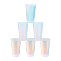 50 Pcs Iridescent Plastic Cups 16 oz Pastel Shiny Party Cups Disposable Drinking Cups for Iridescent Disco Party Decor Birthday Wedding, Party Supplies