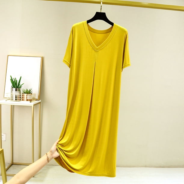 Camisón corto de algodón para mujer, con tirantes, color liso, holgado y cómodo, sin mangas