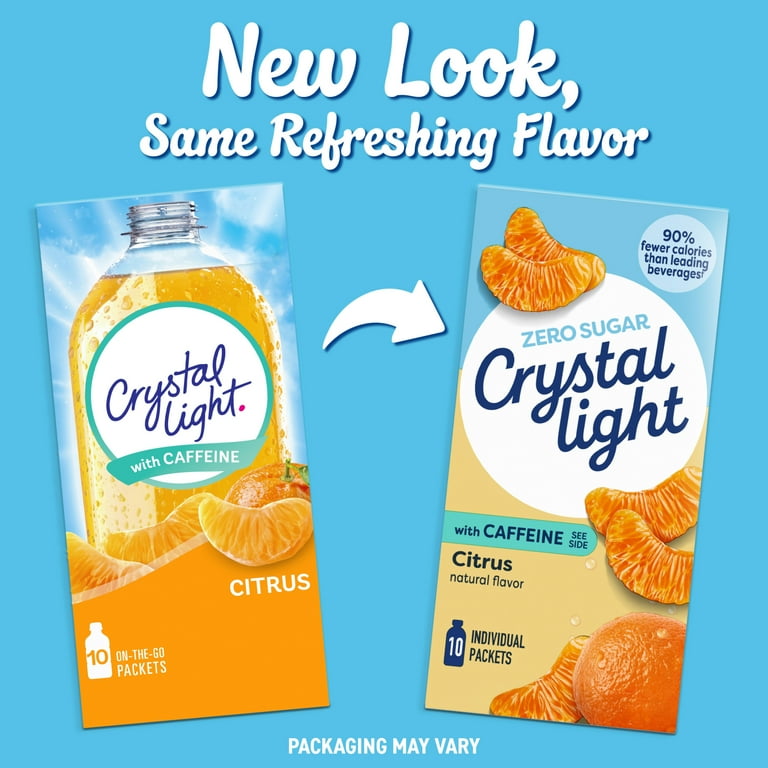 2 pack) Crystal Light Drink Mix with Caffeine, 10 Packets, for