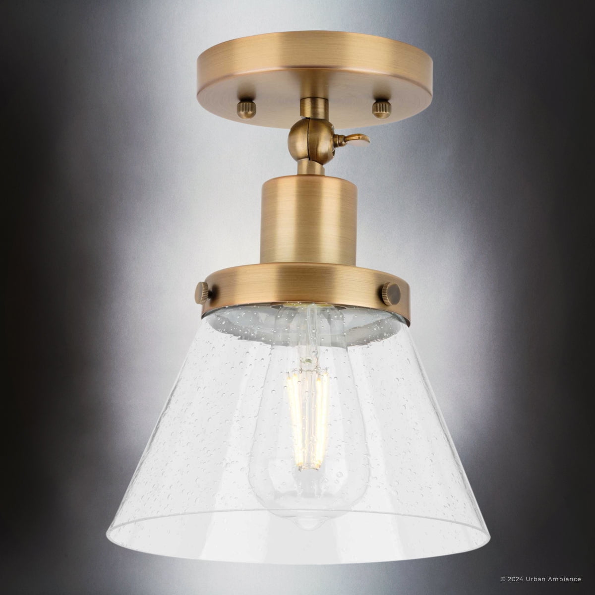 Luxury Modern Farmhouse Ceiling Light, Vintage Brass, UHP4663