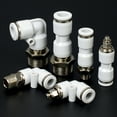 thumbnail image 4 of Junta rotativa de alta velocidad de 1 pieza NRC Roscado directamente a través de NRL Codo de 360 grados de rotación de la tráquea neumático conector rápido PC PL6 8, 4 of 7