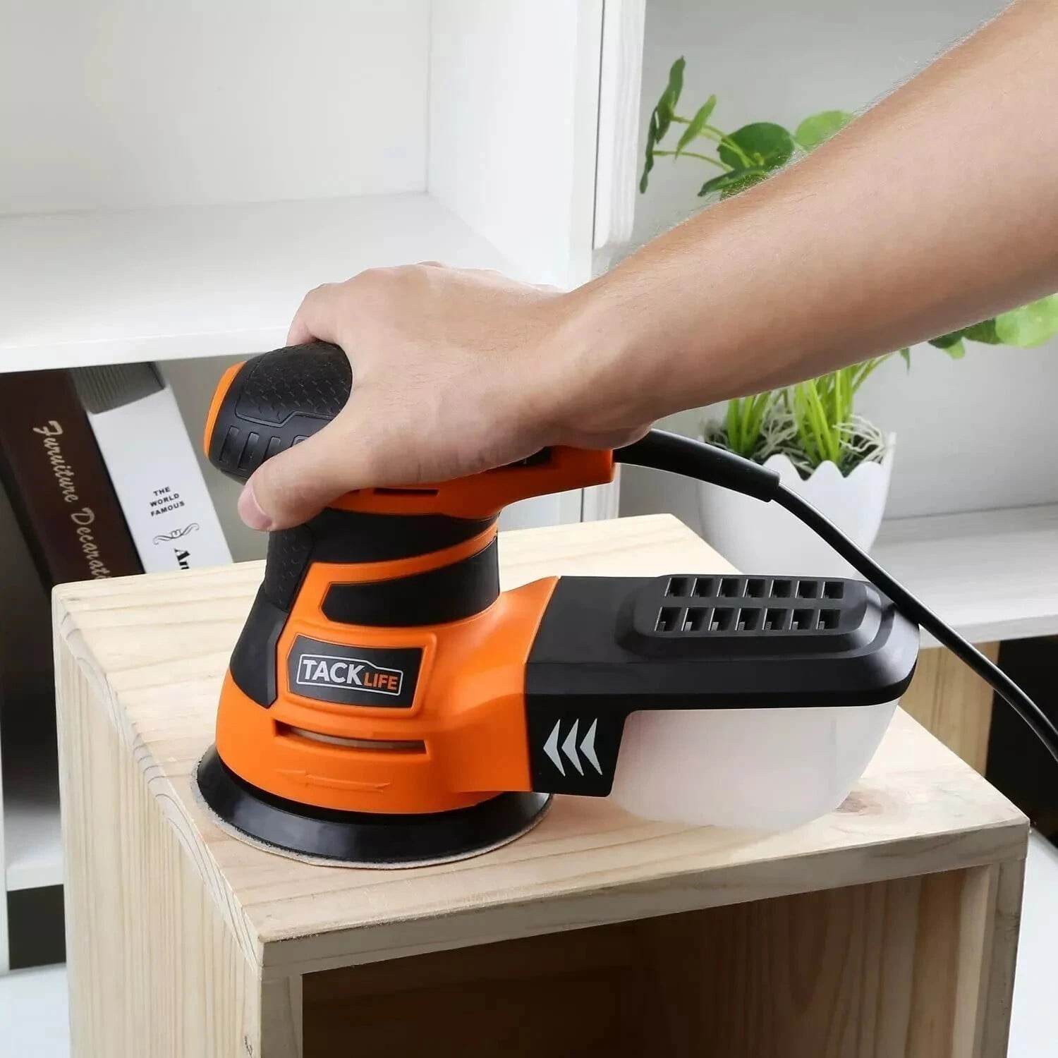 New TACKLIFE 5-Inch Random Orbital Sander 3.0A w/ 12Pcs Sandpapers, 6 Variable Speed