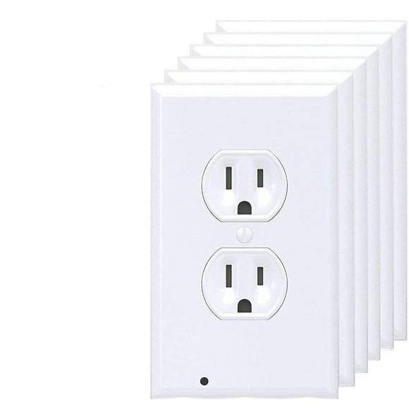 GuideLight Veilleuse DEL Plaque de Couverture de Prise Murale - pour Prises Électriques Recto Verso (Lot de 6)