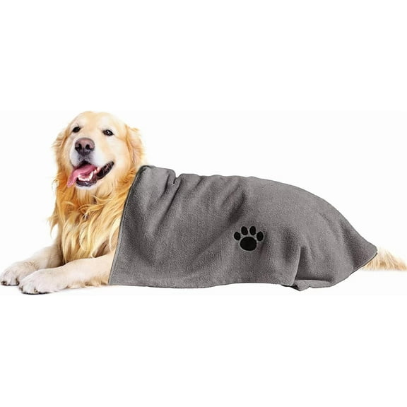 Microfiber Dog Towels for Drying Dogs, Super Absorbent and Soft Pet Grooming Towel, 40 Inch X 23.6 Inch, Perfect Dog Shower & Bath Supplies for Large, Medium or Small Dogs, Grey