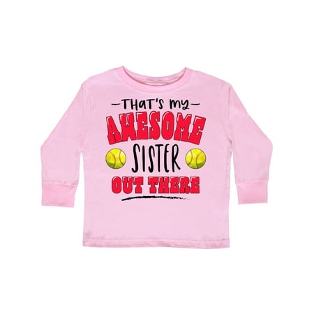 

Inktastic That s My Awesome Sister Out There with Softballs Gift Toddler Boy or Toddler Girl Long Sleeve T-Shirt