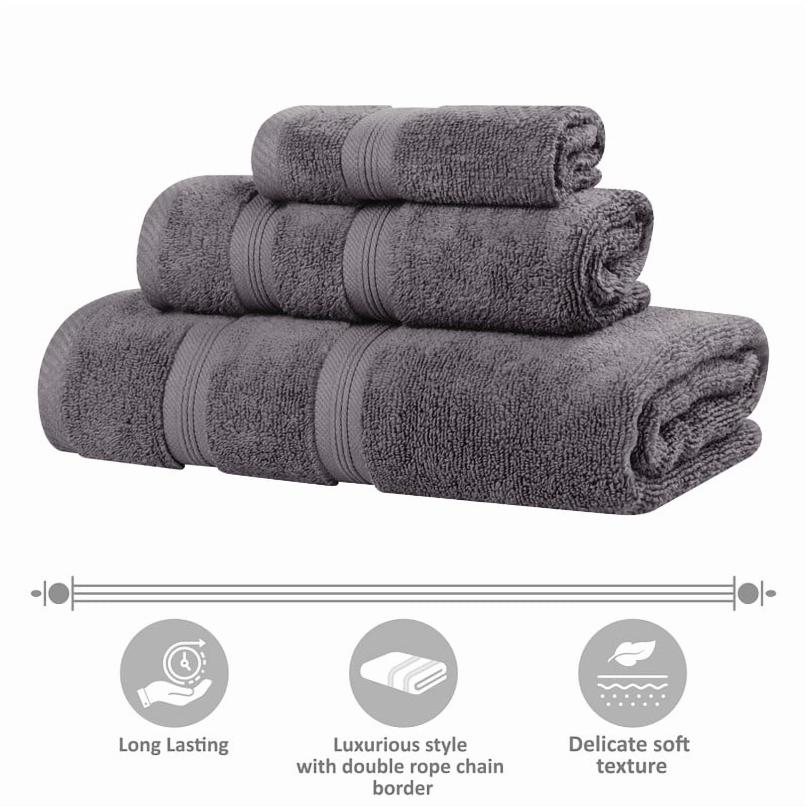 Superior Smart Dry 4-Piece Zero Twist Soft Cotton Bath Towel Set, Quick Dry Fade Resistant, Grey