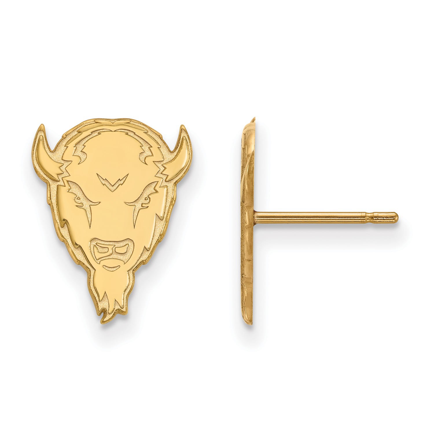 14k Yellow Gold Marshall University Thundering Herd Mascot Head Post Earrings 13x10 mm