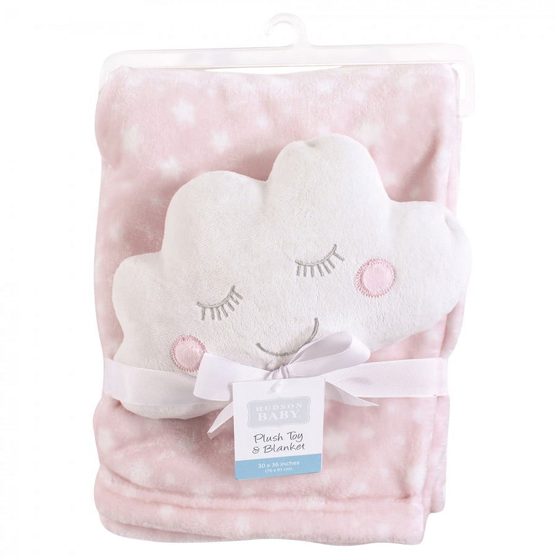 Hudson Baby Infant Girl Plush Blanket with Toy, Pink Cloud, One Size