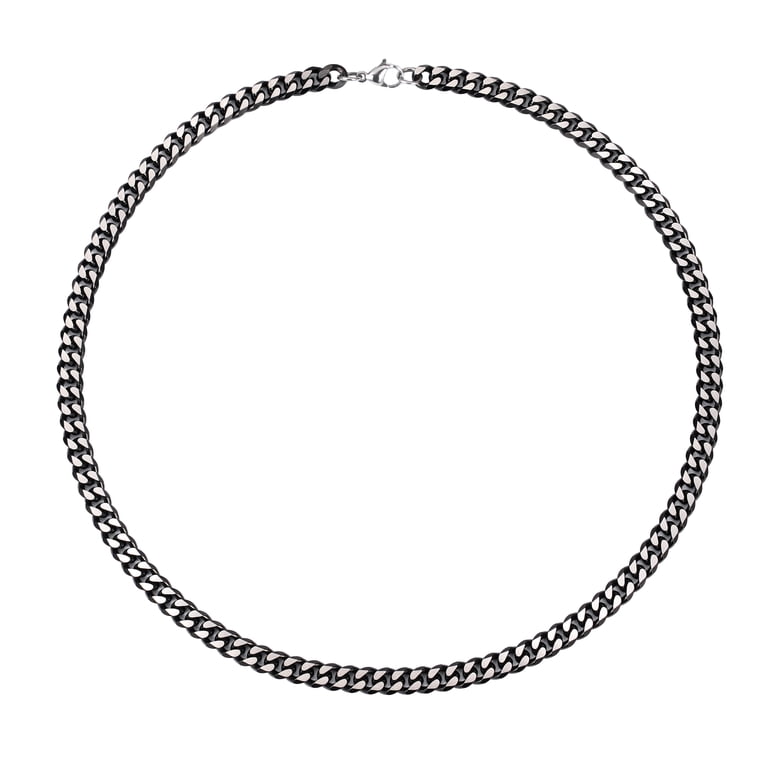 Iron Saints Two Tone Black Cuban Link Stainless Steel Necklace photo 5