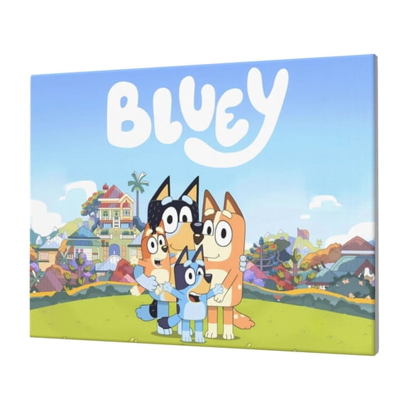 Saiise Bluey Frameless Canvas Wall Art - Contemporary Abstract Artwork for Home, Office & Living Room - Easy to Hang, Vibrant Colors, Ideal Gift Idea- 12"x16"