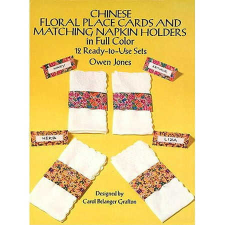 Napkin Ring Place Card Holder Chinese Floral Place Cards and Matching Napkin Holders in Full Color : 12 Ready-To-Use Sets ()