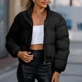 thumbnail image 6 of Smupbvky Women Cropped Puffer Jacket Lightweight Quilted Zipper Coat Stand Collar Winter Warm Bubble Outerwear (M, Black), 6 of 7