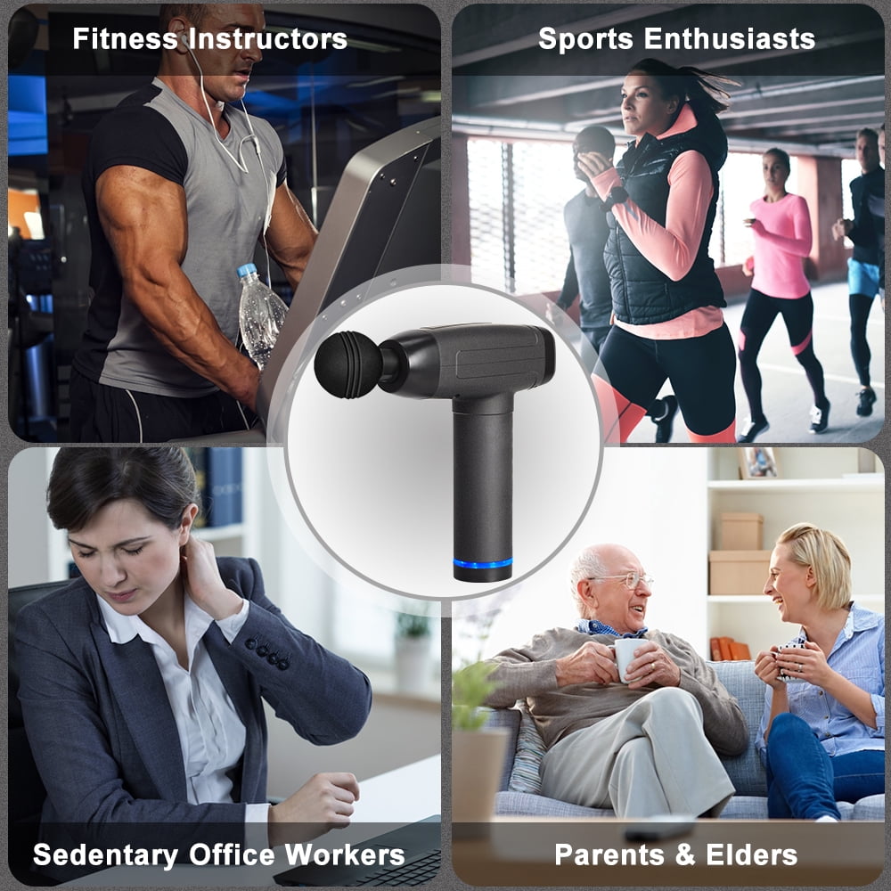 6-Speed Long Range Ergonomic Massage Gun, Grey Ash - Walmart.com