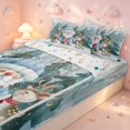 thumbnail image 3 of Manfei Watercolor Santa Claus Zipper Queen Comforter Set with Fitted Sheet and 2 Pillowcases,Snowflake Deer Pine Trees Zipper Bedding Set,Blue Gray,Christmas Reversible,4pcs, 3 of 8