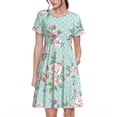 thumbnail image 1 of Easygdp Vintage Floral para Vestido Transpirable de Mujer, Vestido Suelto de Manga Corta con Pliegues y Bolsillos para el Verano, 1 of 6