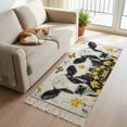 thumbnail image 3 of Entryway Door Mat 2'x 4', Farmhouse Cow Non Slip Washable Throw Rug with Tassels, Spring Pastoral Yellow Floral Vintage Woven Reversible Indoor/Outdoor Rug for Doormat, Porch, Kids Room, 3 of 9