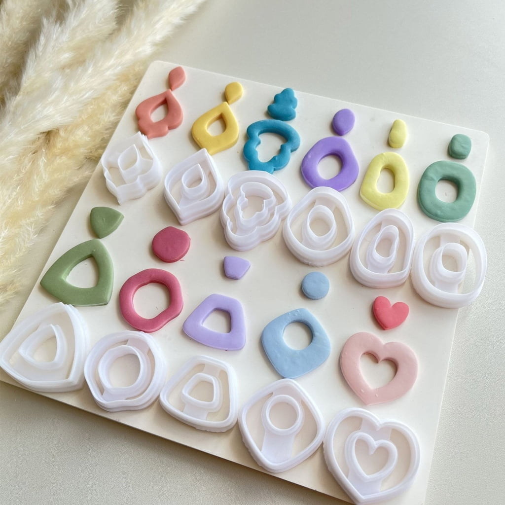 lanema 11pcs Soft Clay Molds for Earrings Irregular Geometric Patterns Mould for Ear Pendant Stylish Jewelry Making Supplies