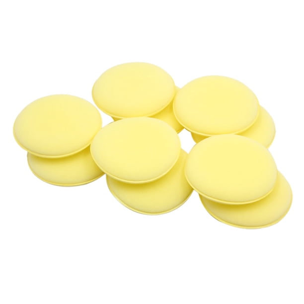 10Pcs Esponja de Pulido para Coche Amarillo Redonda Encerado Almohadilla de Abrillantar