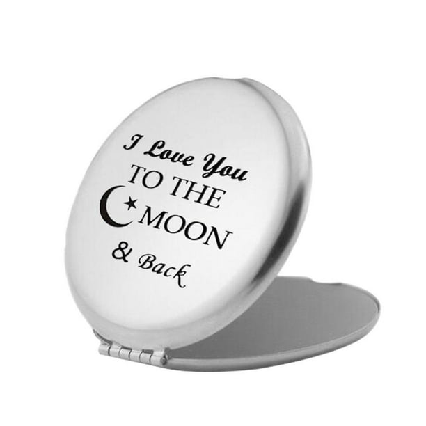 Espejo De Maquillaje Plegable De Viaje Espejo De Aumento De Metal I Love You To The Moon Back Espejos Compactos Para El Día De La Madre Cumpleaños Navidad Advancent CE006163-00