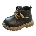 thumbnail image 5 of Dakaela Baby Work Boots Toddler Boys Girls Fall Winter Combat Ankle Booties Kids Lace up Hiking Outdoor Casual Shoes, 5 of 6
