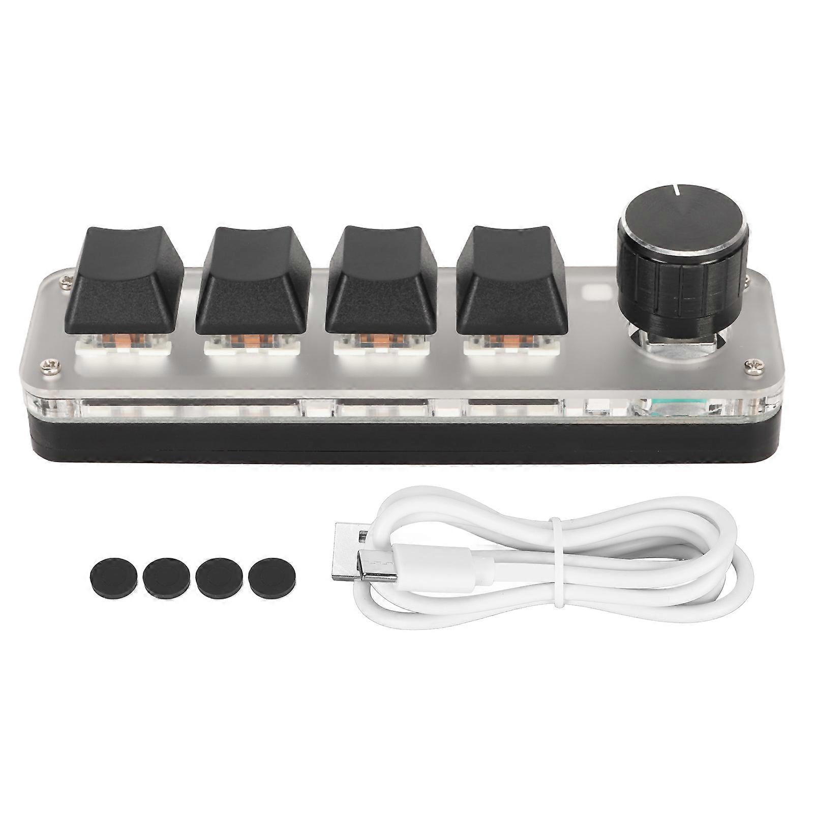 USB Mini 4 Key Keypad with Knob Blue Switch RGB Backlighting Dual Mode ...