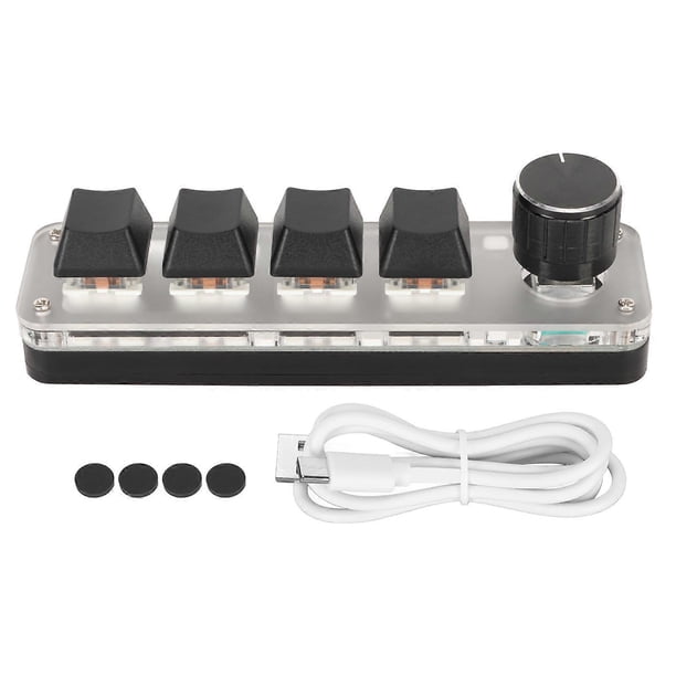 USB Mini 4 Key Keypad with Knob Blue Switch RGB Backlighting Dual Mode ...