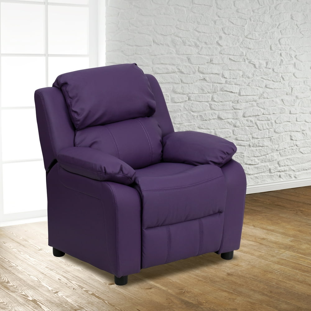 Flash Furniture Deluxe Padded Contemporary Purple Vinyl Kids Recliner