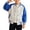 Blue, variant on Boys Girls Varsity Jacket Snap Long Sleeve Baseball Outerwear with Striped Ribbed Cuff Fall Back to School Daily Jacket Coat
