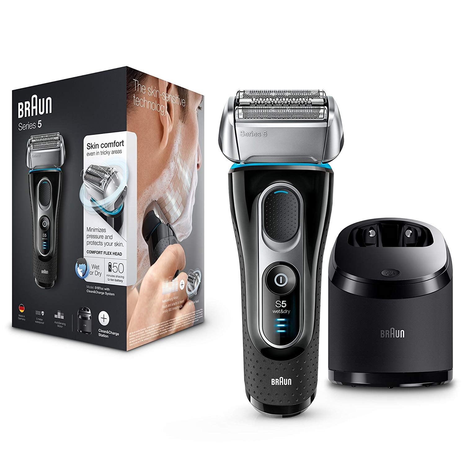 BRAUN 5197cc Wet and Dry Men's Electric Foil Shaver with Clean and 