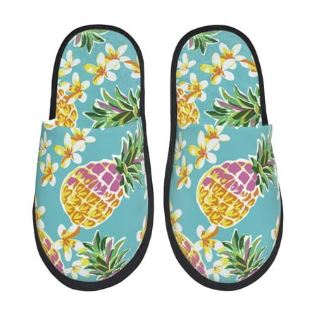 Balery Cute Pineapples Slient Indoor Furry Fleece Comfort House Shoes Soft Non-Slip Home Shoes Cotton slippers House Slippers-- Medium