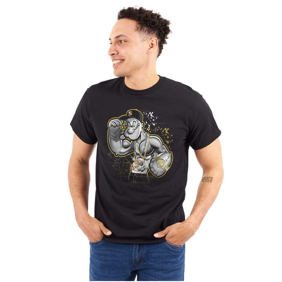 Urban Popeye Bling Paint Splatter Men's Graphic T Shirt Tees Brisco Brands S